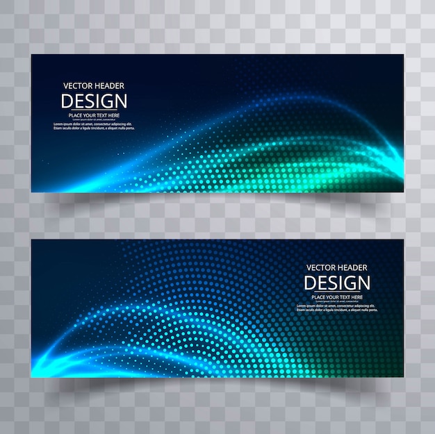 Abstract colorful shiny wave banners set design