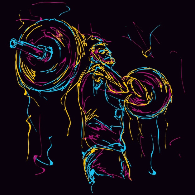 abstract colorful strong man powerlifting