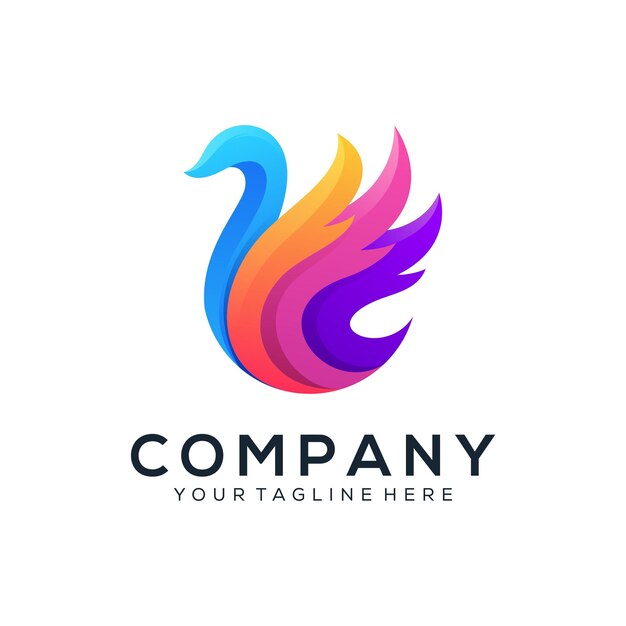 Abstract colorful swan logo design