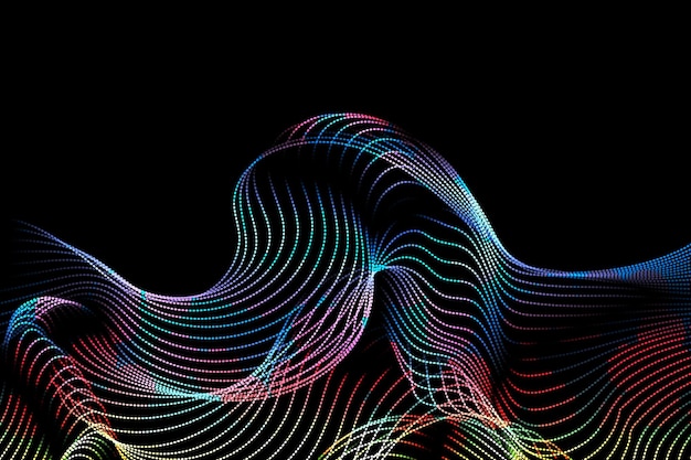 Abstract colorful technology dotted wave background with colorful lines and wallpaper texture