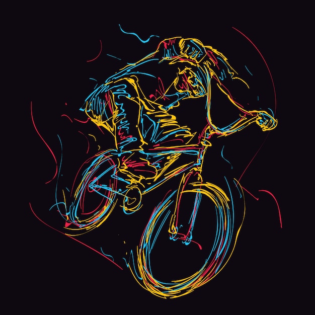 abstract colorful teenage BMX rider illustration