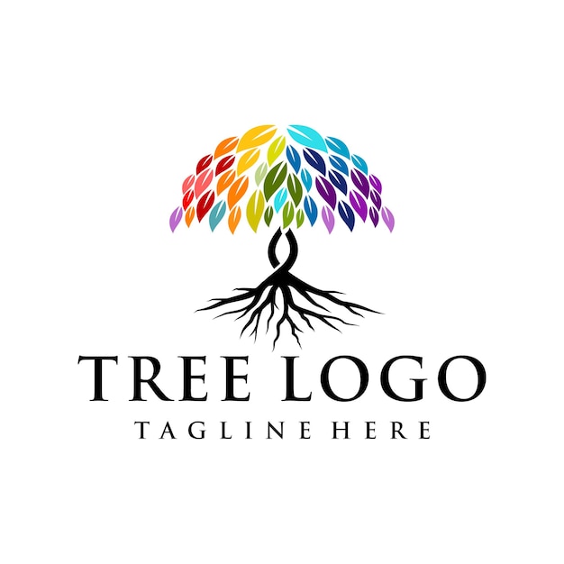 Vector abstract colorful tree logo design vector