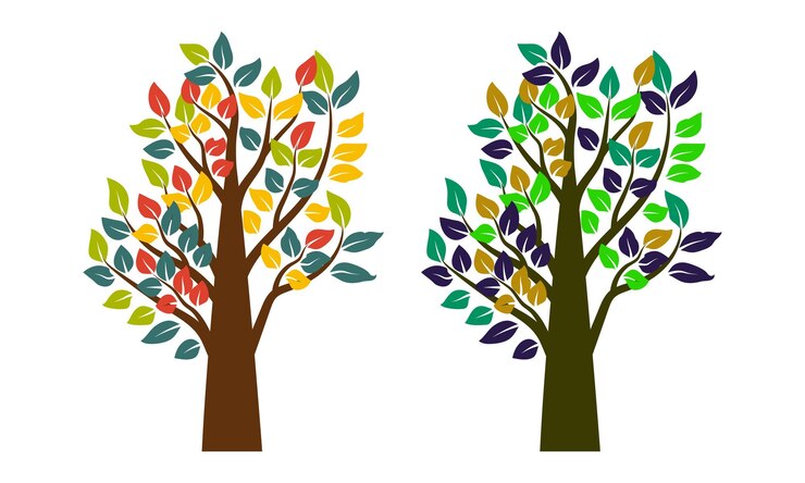 Vector abstract colorful tree vector icon design growth and wisdom logo design green tree icon