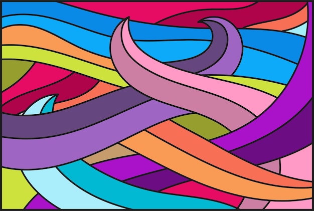 Abstract Colorful Trendy Vibrant Wave Line Swirl Background Design