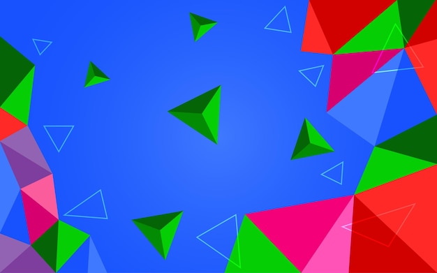 Abstract colorful triangle with blue background