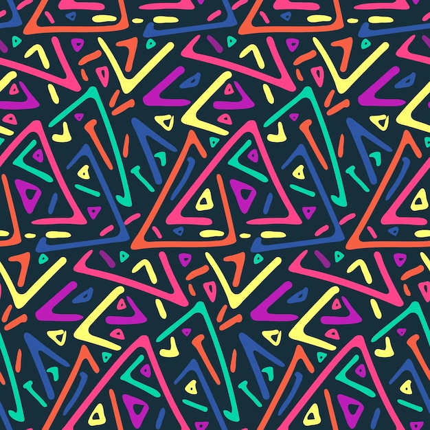 Abstract colorful triangles tribal seamless pattern