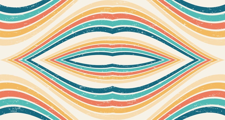 Vector abstract colorful vintage 1970 hippie retro minimal stylish wallpaper background of rainbow groovy