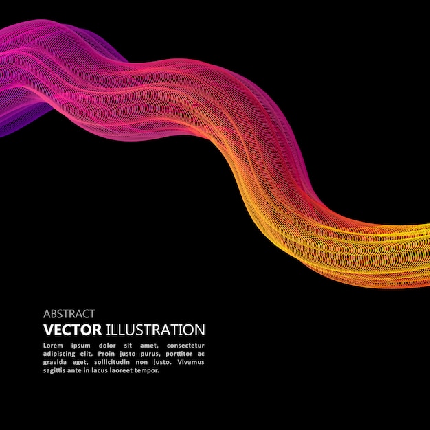 Vector abstract colorful wave on black background