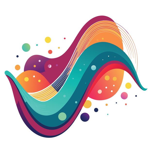 Vector abstract colorful wave curve background by transparent lines and dots particles light flowing isola