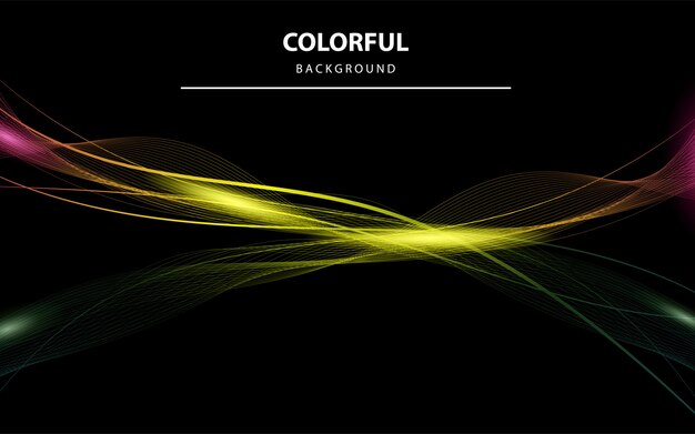 Abstract colorful wave line on dark background