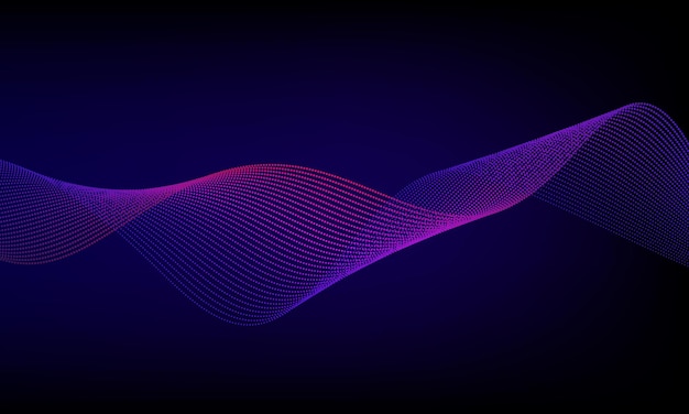 Vector abstract colorful wave with dots on dark background