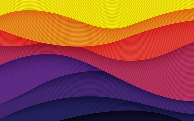 Абстрактный красочный волнистый фон в стиле papercut с линейной текстурой
