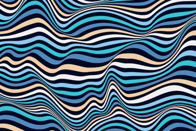 Абстрактные красочные волнистые полосы или полосатые волны фон в стиле оптической иллюзии