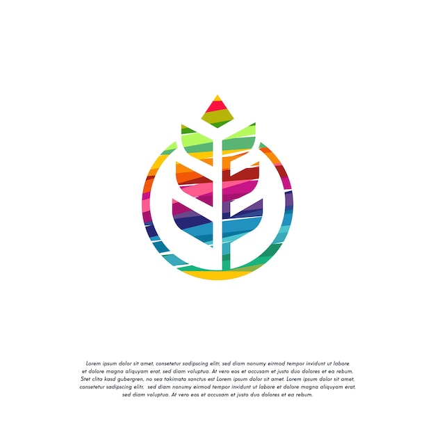 Abstract Colorful Wheat logo vector, Grain logo designs template