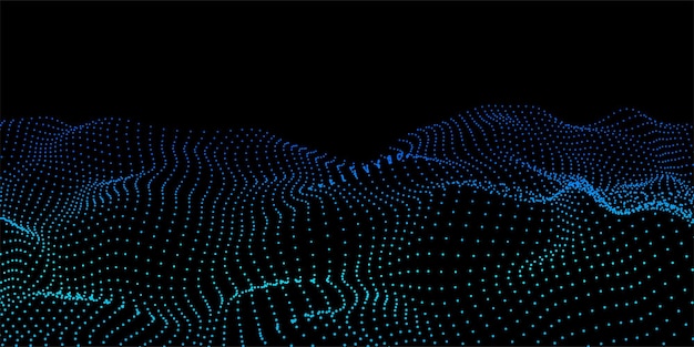 Abstract colour wave dots on black background 3d Big data Network connection Technology background