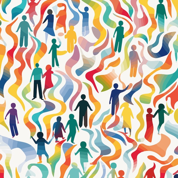 An abstract colourful people pattern