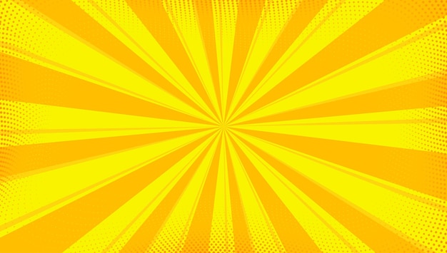 Vettore sfondo comico astratto con raggi su giallo