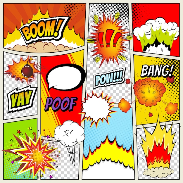 Vector abstract comic book layout template