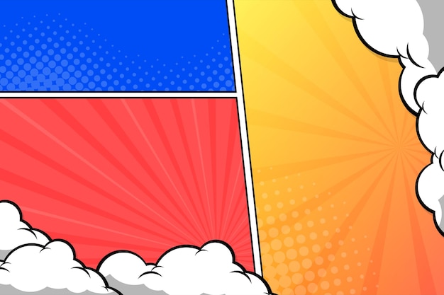 Abstract comic colorful frame background with cloud illustration