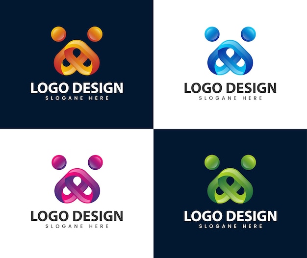 Abstract community 3d logo design