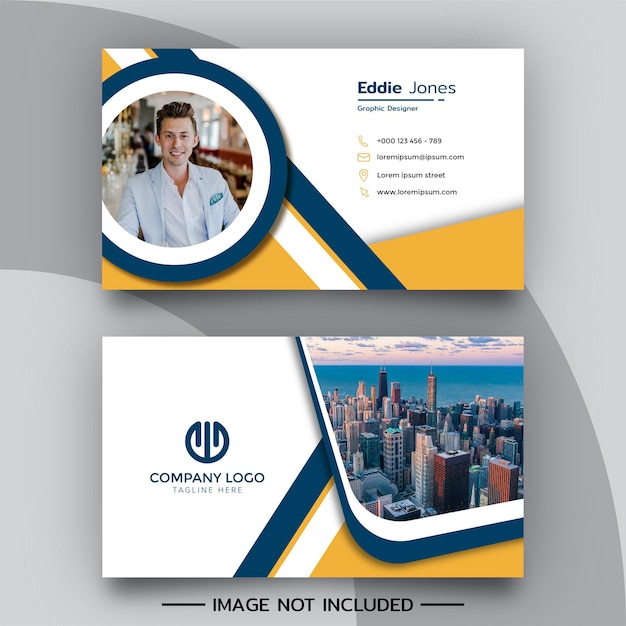 Abstract company blue and yellow business card design template