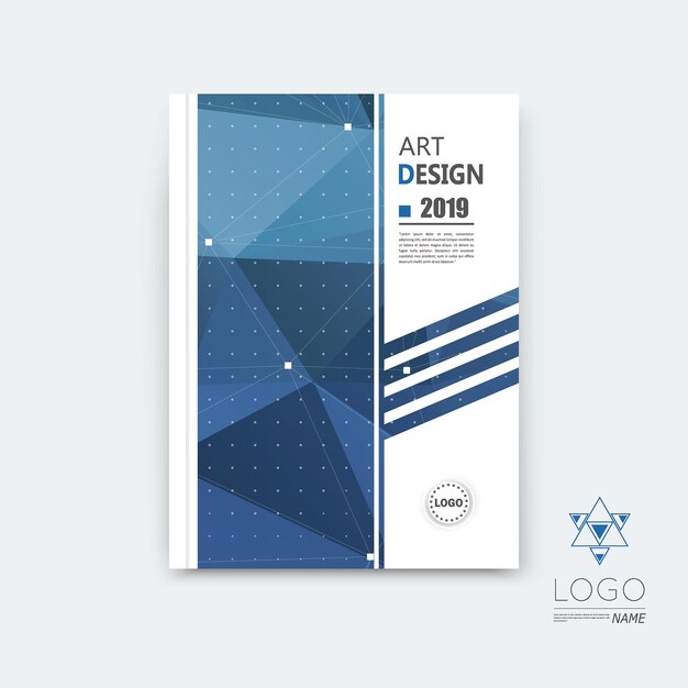 Vector abstract composition blue polygonal stripe font texture square part construction white a4 brochur