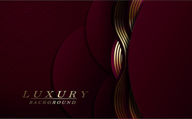 Abstract composition in burgundy color with a wavy pattern t round frame