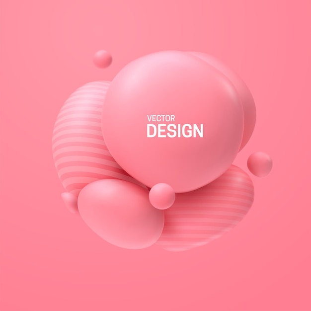 Vector abstract composition with 3d pink spheres cluster