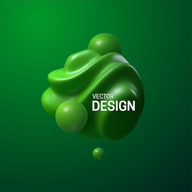 Vector abstract composition with 3d spherical green shapes