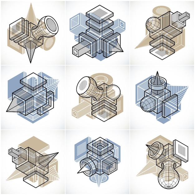 Abstract construction isometric designs collection, vector set.