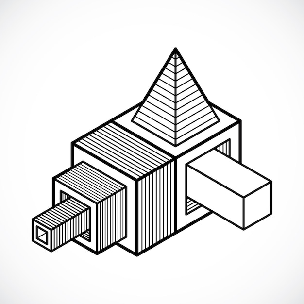 Vettore di costruzione astratta, design dimensionale.