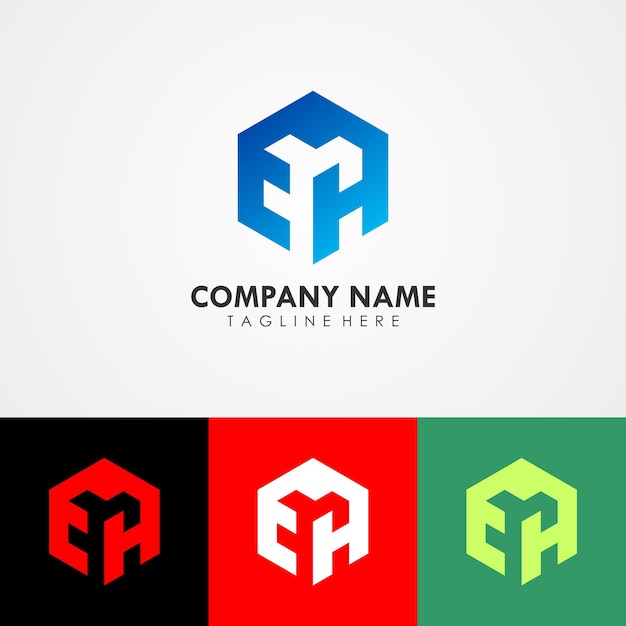 抽象的な企業ブランディング ロゴ デザイン、EH の文字の頭文字を使用したデザイン