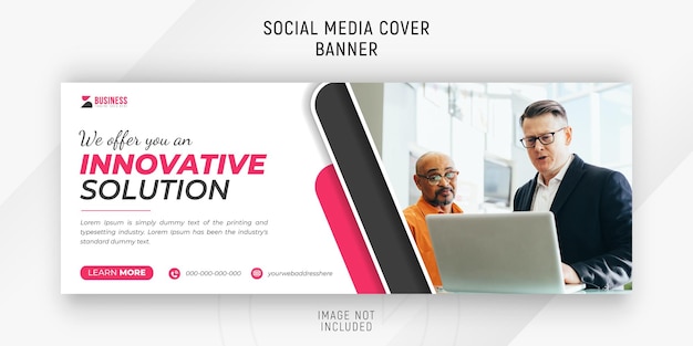 Abstract corporate business innovative solution for social media cover design with white background