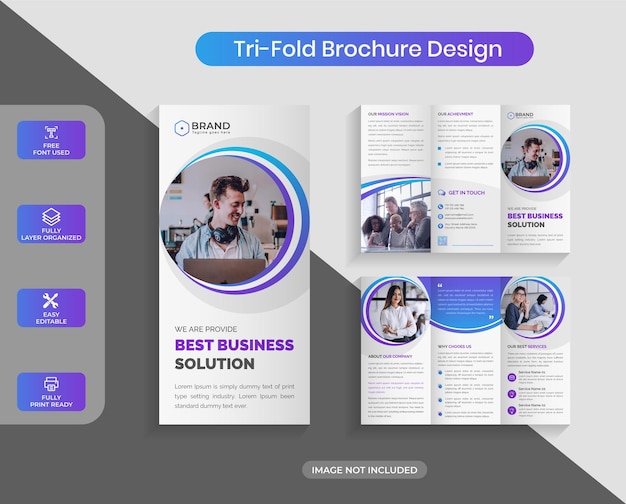 Vector abstract corporate business trifold brochure design