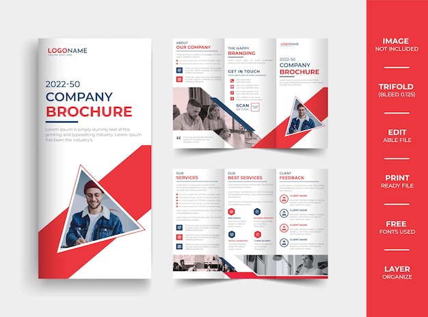 Abstract corporate company trifold brochure design template