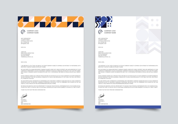 Vector abstract corporate letterhead design template