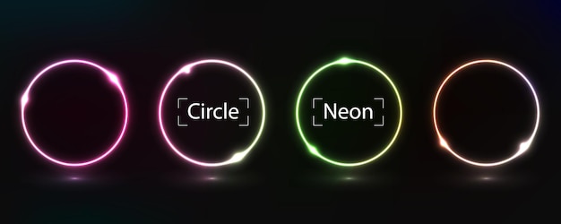 Abstract cosmic dynamic color circle background with glowing neon lighting on dark background