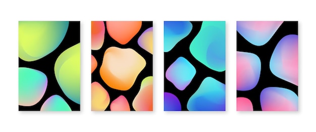 Abstract cover set with colorful fluid shapes