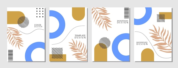 Abstract cover set with natural aesthetic style geometric background design for book cover annual