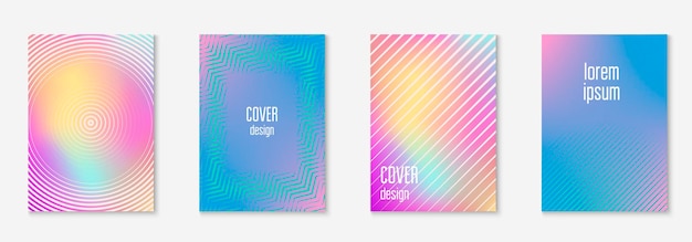 Abstract covers set. minimal trendy vector with halftone gradients. geometric future template for flyer, poster, brochure and invitation. minimalistic colorful cover. abstract shapes illustration.