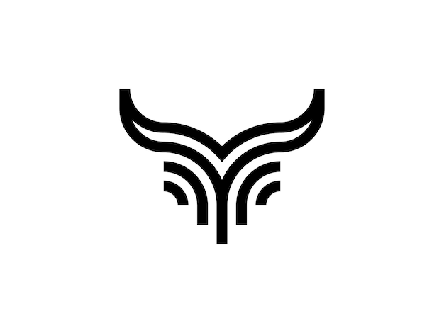 abstract cow bull with line style logo design