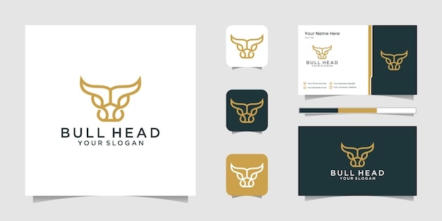 Абстрактный корова стейк премиум дизайн логотипа. креативная линия быков и визитная карточка