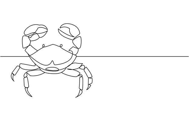 abstract Crab with Claws Continuous One Line Drawing Crab in continuous one line art style