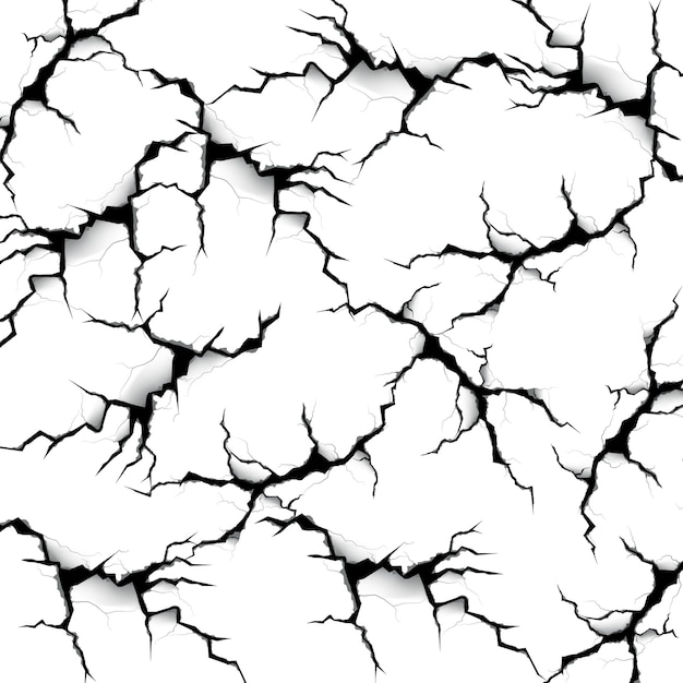 Vector abstract crack effect background crack pattern illustration isolated white background