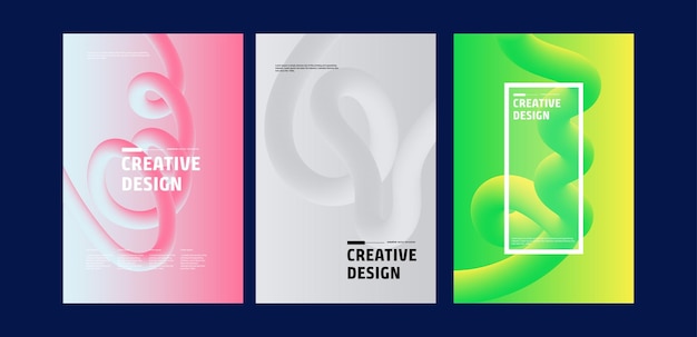 Abstract Creatief ontwerp sjablonen Roze Grijze Groene vloeibare vormen