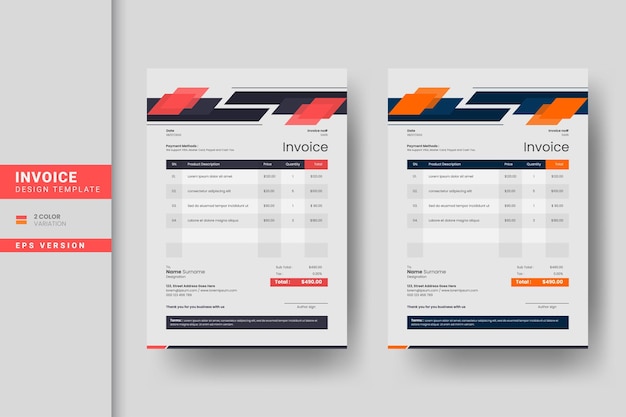 Vector abstract and creative business invoice design