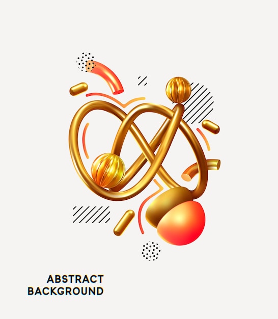 추상 창조적인 개념 배경입니다. 사실적인 3d 금속 기하학적 물체를 사용한 현대적인 최소 디자인. 아트 트렌드 포스터. 벡터 일러스트 레이 션
