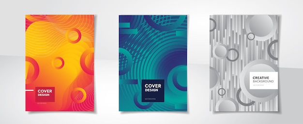 Abstract creative design book cover background set A4 proportion