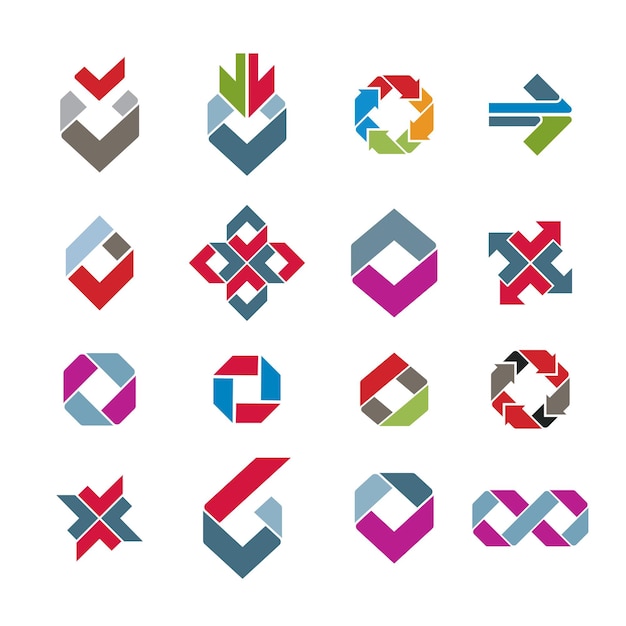 Abstract creative design elements vector collection, abstract business icons set.