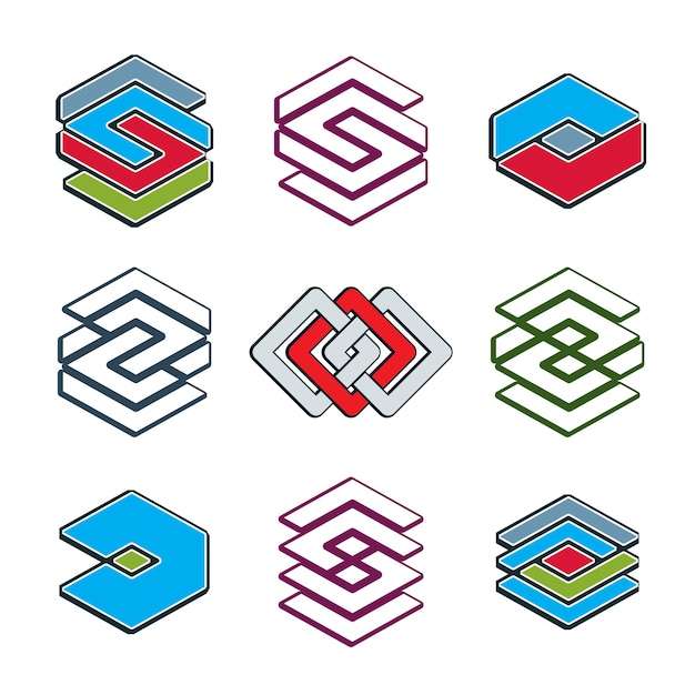 Vector abstract creative icons vector collection, abstract business design elements set.